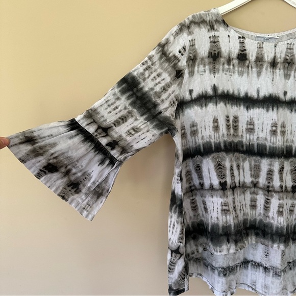 Bryn Walker Lagenlook Large 100% Linen Fran Top Ruffle Sleeve Peasant Shirt - Picture 2 of 10